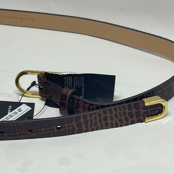 CLUB MONACO Belt! Skinny, Brown, Faux Snakeskin, with Gold Hardware Size Medium main image 10